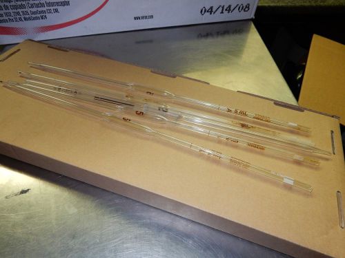 Lot of 5 (3)kimax 5 ml class a volumetric glass pipettes # 7100,  reuseable for sale