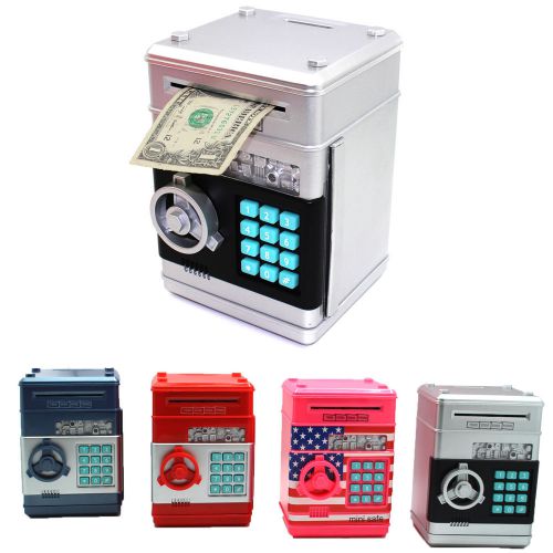 Mini Password Toy Piggy Bank Cash Coins Money Safe Box Lock Sound Battery Power
