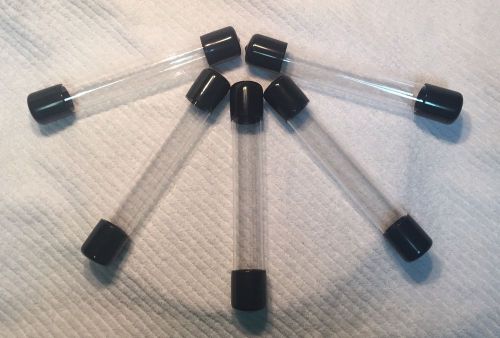 (5) 7/8&#034; o.d. x 6&#034; Long Clear Plastic Tubes w/ Pliable Vinyl Caps