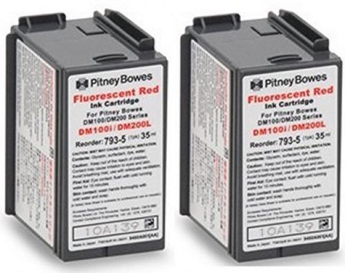 Twin-pack of genuine original pitney bowes brand 793-5 fluorescent red ink for: for sale