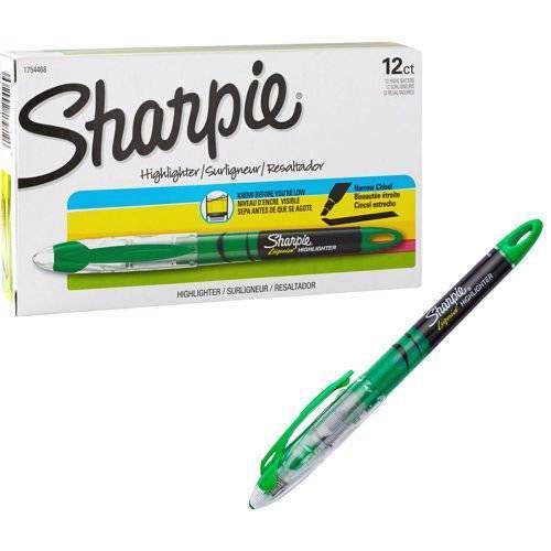New pack of 12 sharpie liquid pen-style highlighter fluorescent green chisel tip for sale