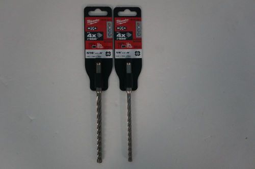 2 pack milwaukee 48-20-7341 &amp; 48-20-7331 hammer drill bits 5/16&#034; &amp; 1/4&#034; x 4&#034; x 6 for sale