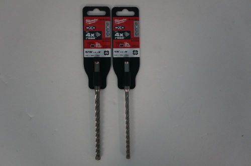 2 Pack Milwaukee 48-20-7341 &amp; 48-20-7331 Hammer Drill Bits 5/16&#034; &amp; 1/4&#034; x 4&#034; x 6