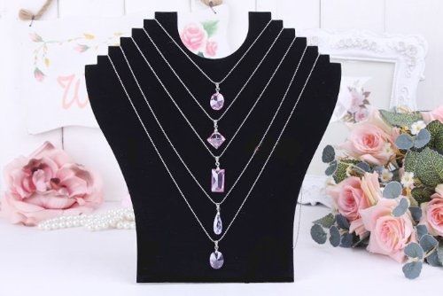 KLOUD City Black Velvet Necklace Display Holder with Stand for 6 Necklace