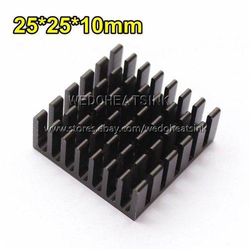 5pcs 25x25x10mm Heatsink Black Anodized Radiator For IC, BGA, PGA Packages