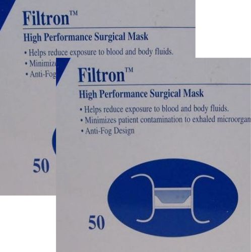 2 Boxes 3M 1838 FILTRON High Performance Surgical Mask Duckbill Shape Total 100