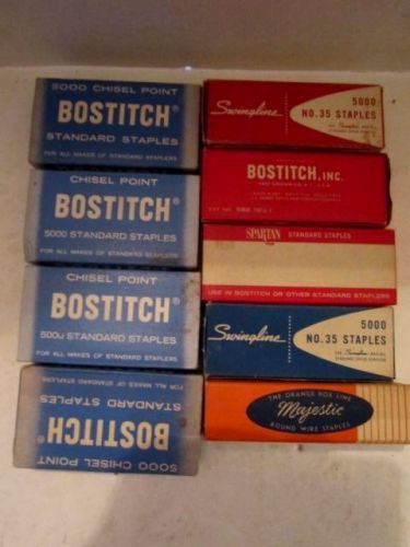 Lot of 9 Boxes Staples Asst Sizes Standard. Most w/5000 each. Bostitch Swingline