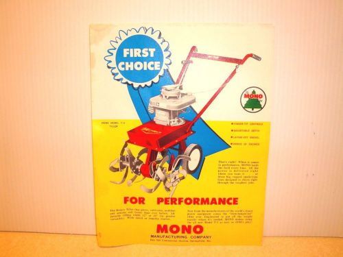Vtg Mono Manufacturing Lawn Tiller Brochure Model T-3 Springfield MO Advertising