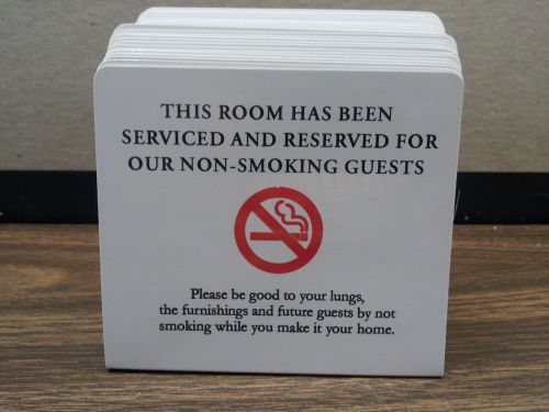 HOTEL/MOTEL NO SMOKING PLASTIC STAND UP ROOM SIGN ( SIX PER PACK ) 4&#034; x 5&#034;