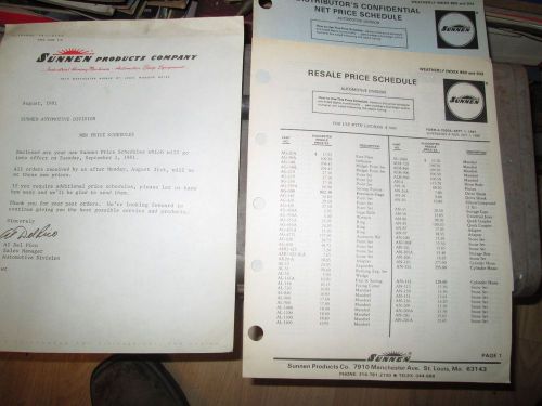 Vintage Sunnen Products Company New Price Schedules 1981