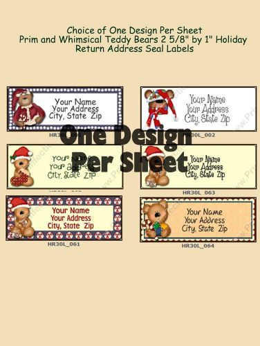 30 customized teddy bears holiday christmas return address labels for sale
