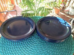 Cafe cobalt Blue Texas Ware Melmac/Melamine set of 8 Plates=Look like brand New!