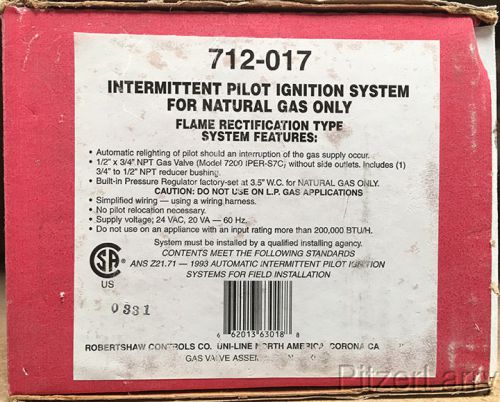 Robertshaw 712-017 Intermittent Pilot Ignition System