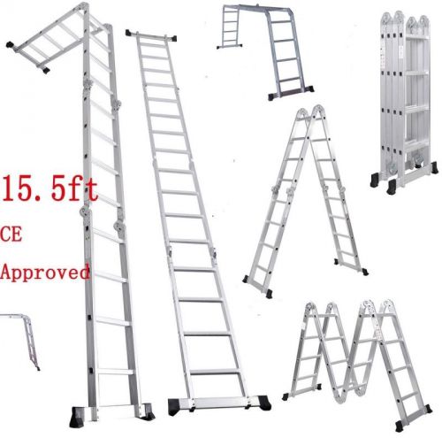 15.5ft multi purpose aluminum folding step ladder scaffold extendable heavy duty for sale