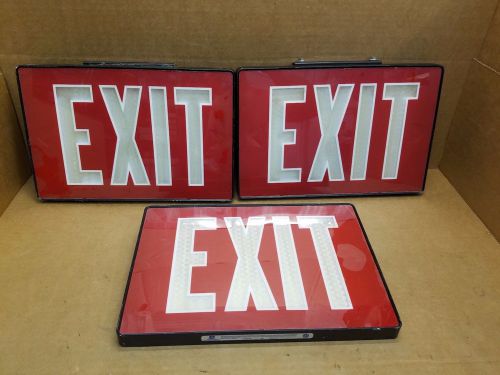 Lot of 3 evenlite inc. self-luminous exit sign light one sided glow in the dark for sale