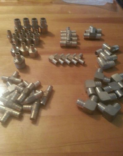 pex fittings 1/4&#034; 1/2&#034; 3/4&#034; elbow t&#039;s couplers tees 50 misc pcs