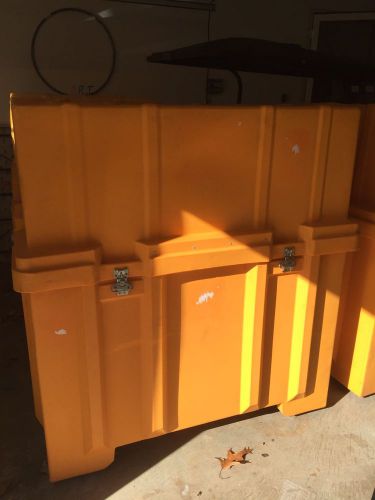 300+ Gallon STORAGE PLASTIC  BOX  FORKLIFT  With Locking Lid And Castors