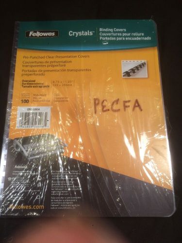 Fellowes Crystals Clear Pre-punched Binding Cover - 8.75&#034; X 11.25&#034; Qty: 100 NEW