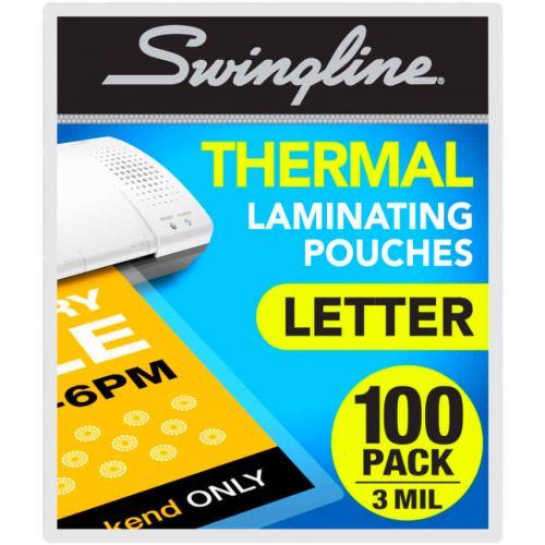 Swingline Thermal Laminating Pouches Letter Size Standard Thickness 100 Sheets