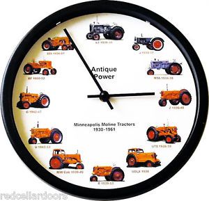 New MINNEAPOLIS MOLINE Tractors Wall Clock 12 Tractor 10&#034; Wheel Dial Clock