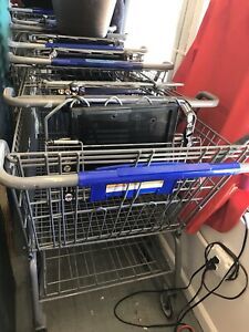 Shopping Cart Gray Metal cart Discount Store Fixtures Full Size Steel Buggy