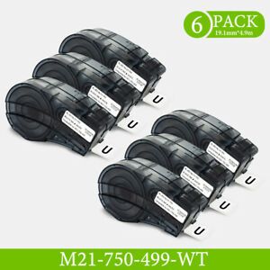 6PK Compatible M21-750-499 Nylon 3/4&#034; x 16&#039; BMP21-PLUS High Adhesion Label Tape