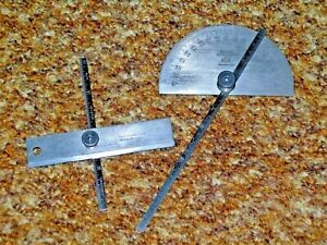 Vintage Starrett No.493 Protractor with 6&#034; rule &amp; Depth Gage with a 4&#034; Rule.