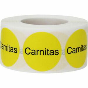 Carnitas Deli Grocery Store Food Yellow Labels | 1&#034; inch Round - 500 Pack