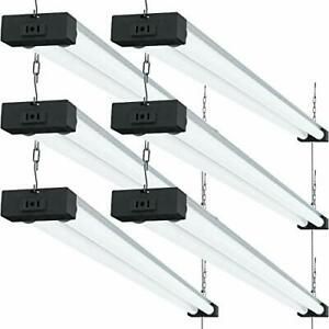 Sunco Lighting 6 Pack Industrial LED Shop Light 4 FT Linkable Integrated T8 F...