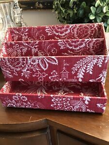 PIERRE DEUX DESK ORGANIZER...DEEP RED TOILE....BRAND NEW!!....RARE!!