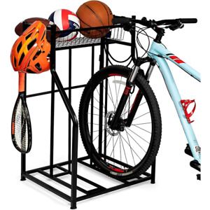 BIRDROCK HOME 2 Bike Stand Rack with Storage - Compact - Road, Mountain, Hybrid