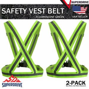 2-Pack Adjustable Safety Running High Visibility Reflective Vest Gear Strap Belt