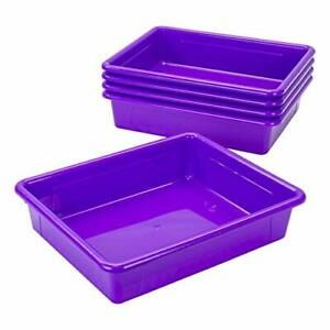 Storex Storage Tray Letter Size 10 x 13 x 3 Inches Violet 5-Pack 62521U05C