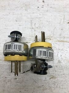 Eagle Wiring 2867 Grounded Armored Plug 3-Wire 15A 125V Yellow Set Of 2