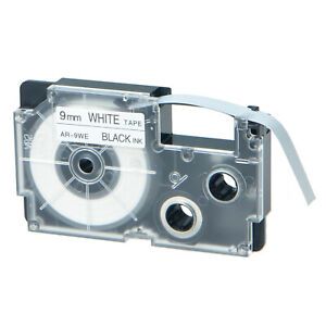 1PK 9mm White Label Fits Casio KL-C500 KL-100 KL-120 XR-9WE XR9WE Tape 3/8&#034;