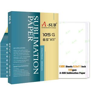 1500 Sheets A-SUB Sublimation Paper 105g 8.5x11 Inkjet Heat Transfer Wholesale