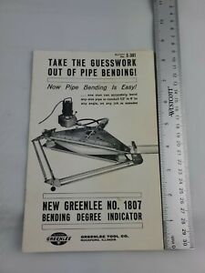 New Greenlee Tool Company No. 1807 Bending Degree Indicator Manual