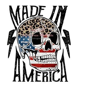 Skull Made In American Flag Sublimation Transfer Ready to Press