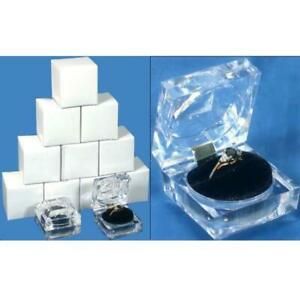 12 Clear Crystal Ring Gift Boxes 1 7/8&#034;