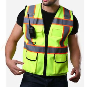 High Visibility Security Safety Vest with Reflective Strips Construction