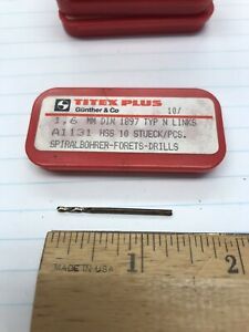 10 pcs.  1.6mm HS LEFT HAND SCREW MACHINE DRILL. TITEX (loc M10)