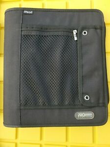 MEAD PRO PLATINUM 2 inch Fabric 3-Ring Zip Binder Black Organizer Portfolio