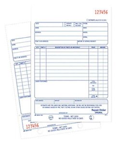 Adams Repair Order Book, Carbonless, 2-Part, White/White, 5-9/16 x 8-7/16 50