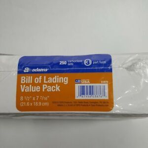 Adams Bill of Lading Short Form, 8-1/2 x 7-7/16 Inches, White, 3-Part, 250-Count