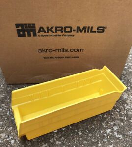 24 Pack! Akro-Mils Yellow Shelf Parts Hardware Bin 11-5/8&#034;L X 4-1/8&#034;W X 4&#034;H
