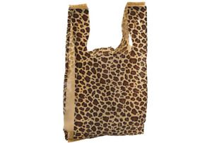 SSW Basics Brown and Black Plastic Medium Leopard Print Plastic T-Shirt Bags 500