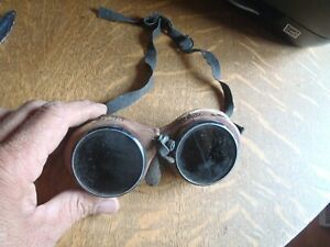 Welding Goggles  Willson Steampunk  marked  uprr   marble look plastic