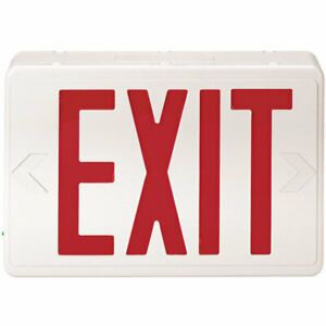 Red LED Exit Sign w/ Battery Backup, AC/DC, White, 1/Each 105  - 1 Each
