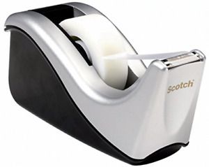 Scotch Desktop Tape Dispenser Silvertech, Two-Tone C60-St, Black/Silver, 1 Pack