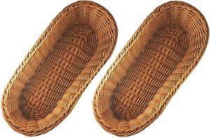 KOVOT  Poly - Wicker  Bread  Basket  Set  of  2  -  14 . 5 &#034;  Woven  Polypropyle